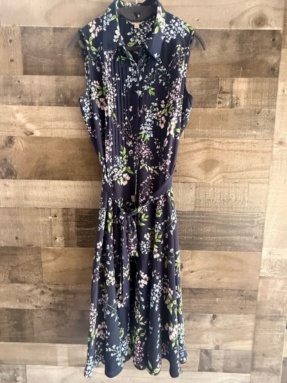 Nanette lepore beautiful Sleeveless Navy Floral Tie-Waist Dress size 6 - Picture 5 of 8